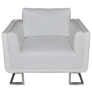 VidaXL Fauteuil met verchroomde poten kubus kunstleer wit