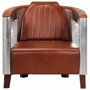 VidaXL Fauteuil luchtvaartstijl echt leer bruin