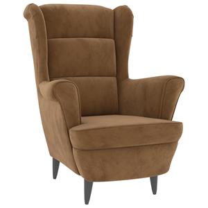 VidaXL Fauteuil met voetenbank fluweel bruin