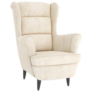 VidaXL Fauteuil met voetenbank fluweel crèmekleurig