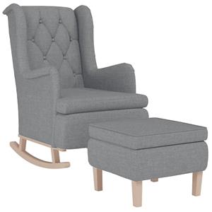 VidaXL Fauteuil met schommelpoten en voetenbank stof lichtgrijs