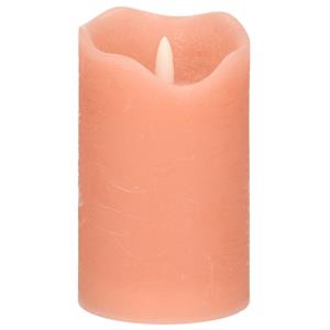 Stern fabrik LED kaars/stompkaars - roze - D7,5 x H12,5 cm - timer - 3D vlam -