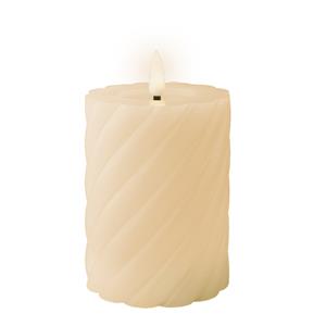Lumineo Luxe LED kaars/stompkaars - creme wit - D7,5 x H12,3 cm - timer -