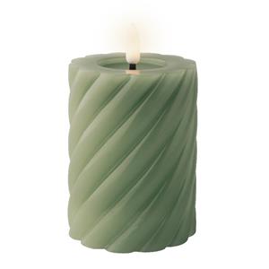 Lumineo Luxe LED kaars/stompkaars - groen - D7,5 x H12,3 cm - timer -