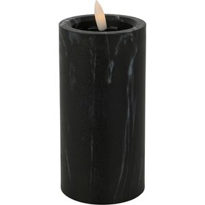 Home & Styling LED kaars/stompkaars - zwart marmer look - D7,5 x H15 cm -