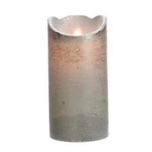 Merkloos Zilveren LED kaarsen/stompkaarsen 15 cm flakkerend -
