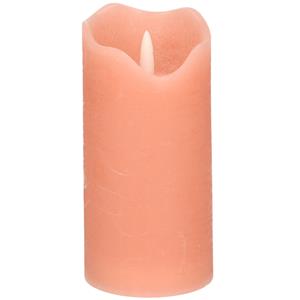 Stern fabrik LED kaars/stompkaars - roze - D7,5 x H15 cm - timer - 3D vlam -
