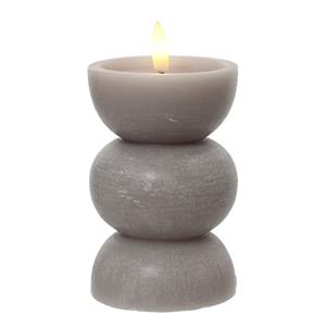 Lumineo luxe LED kaars - grijs - D7,5 x H14,5 cm - vaas vorm - met timer -