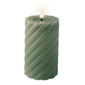 Lumineo Luxe LED kaars/stompkaars - groen - D7,5 x H15 cm - timer -