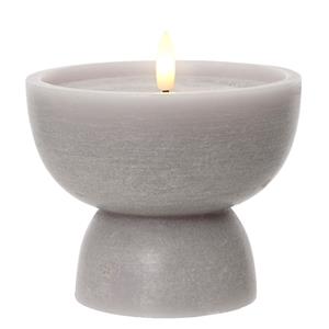 Lumineo luxe LED kaars - grijs - D10 x H12,5 cm - vaas vorm - met timer -