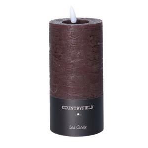 Countryfield LED kaars/stompkaars - donkerbruin - D7,5 x H15 cm - timer -