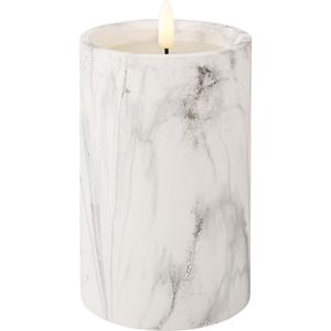 Lumineo Luxe LED kaars - marmer look - D9 x H16,5 cm - warm wit - met timer -