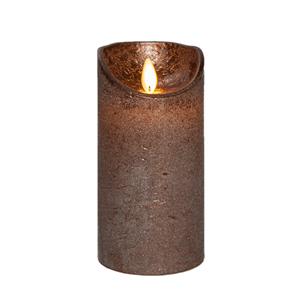 Anna's Collection Led kaars/stompkaars - brons - H15 x D7,5 cm - wax - warm wit licht - bewegende vlam -