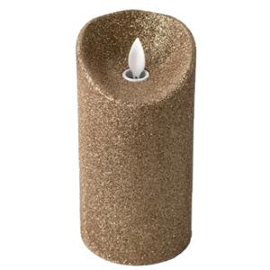Gerimport LED kaars/stompkaars - goud - H15 cm - glitters -