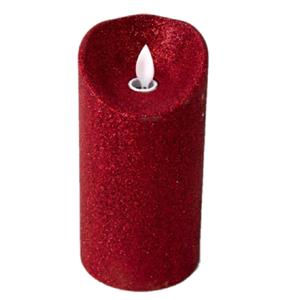 Gerimport LED kaars/stompkaars - rood - H15 cm - met glitters -