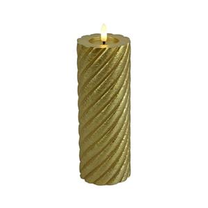 Countryfield Luxe LED kaars/stompkaars - goud - D7,5 x H20 cm - timer - warm wit licht -