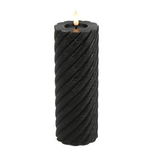 Countryfield Luxe LED kaars/stompkaars - zwart - D7,5 x H20 cm - timer - warm wit licht -