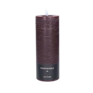 Countryfield LED kaars/stompkaars - donkerbruin - D7,5 x H20 cm - timer -