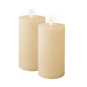 Lumineo LED kaars/stompkaars - 2x st - creme wit - D7 x H15 cm - timer - binnen - steady -