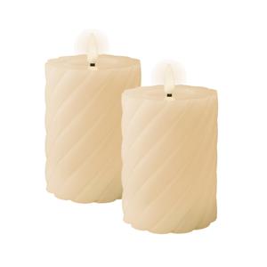 Lumineo Luxe LED kaarsen/stompkaarsen - 2x - creme wit - D7,5 x H12,3 cm - timer -