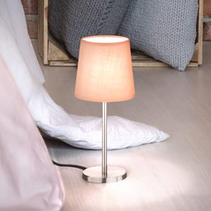 FH Lighting Tafellamp Eve linnen kap nikkel/roze