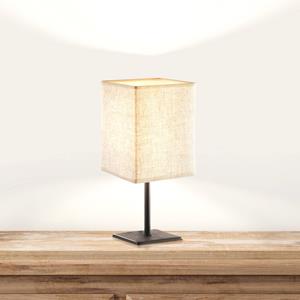 FH Lighting Lela tafellamp, beige/zwart, 30 cm, linnen textiel