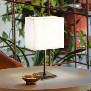 FH Lighting Lela tafellamp, wit/zwart, 30 cm, linnen textiel