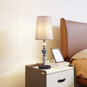 LINDBY tafellamp Haldorin, grijs/zwart, textiel, 62 cm