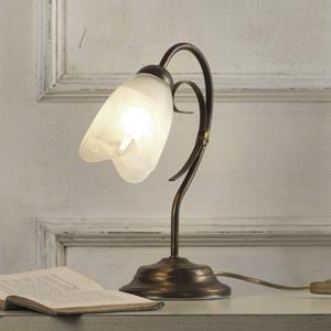 ONLI Odino tafellamp, 1-lamp, bronskleurig, metaal, glas