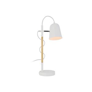Viokef Tafellamp Eddie van staal en hout, wit