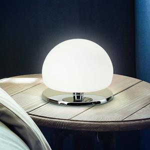 Fabas Luce Morgana tafellamp, verchroomd / wit, touchdimmer, 3.000 K