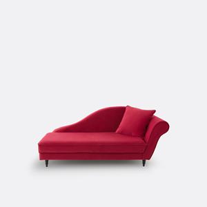 SO'HOME Longchair links in fluweel, Lipstick