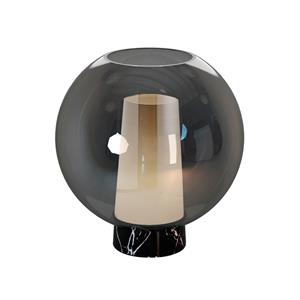 Mantra Iluminación Nora tafellamp, zwart-chroom, hoogte 26 cm, glas, metaal