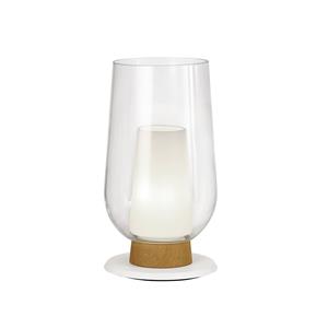 Mantra Iluminación Nora tafellamp, wit-transparant, hoogte 33cm, glas, metaal