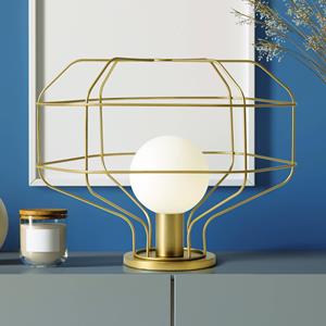 Miloox by Sforzin Draad tafellamp, goud, metalen kooi, 40 x 33 cm, dimbaar