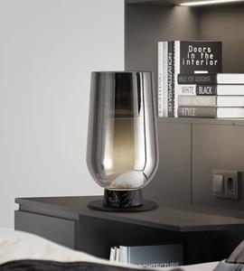 Mantra Iluminación Nora tafellamp, zwart-chroom, hoogte 33 cm, glas, metaal