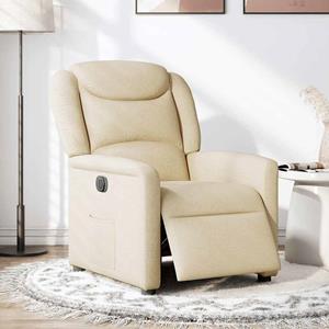 VidaXL Fauteuil verstelbaar elektrisch stof crèmekleurig