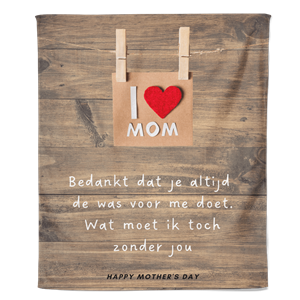 PillowBuddies Fleecedeken Moederdag - I Love Mom - Pillow Buddies