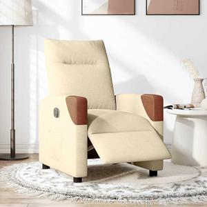 VidaXL Fauteuil verstelbaar elektrisch stof crèmekleurig