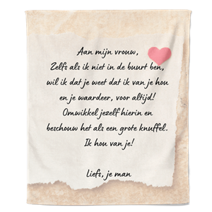 PillowBuddies Valentijn Fleecedeken Aan Mijn Vrouw - Pillow Buddies
