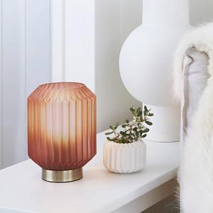 Beacon Lighting Beacon tafellamp Clancy, roze glazen kap, hoogte 17 cm