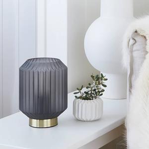 Beacon Lighting Beacon tafellamp Clancy, rookgrijze glazen kap, hoogte 17 cm
