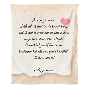 PillowBuddies Valentijn Fleecedeken Aan Mijn Man - Pillow Buddies