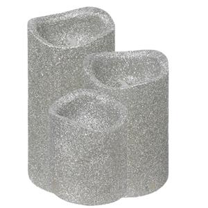Feeric lights & Christmas LED kaarsen/stompkaarsen set - 3x stuks - zilver - glitter -