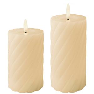 Lumineo Luxe LED kaarsen/stompkaarsen - set 2x st - creme wit - D7,5 - met timer -