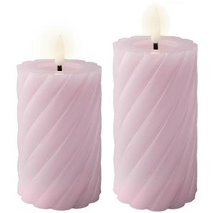 Lumineo Luxe LED kaarsen/stompkaarsen - set 2x st - lila paars - D7,5 - met timer -
