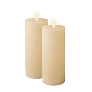 Lumineo LED kaars/stompkaars - 2x st - creme wit - D7 x H19 cm - timer - binnen - steady -