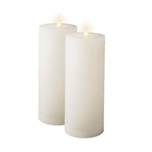 Lumineo LED kaars/stompkaars - 2x st - wit - D7 x H19 cm - met timer - binnen - steady -