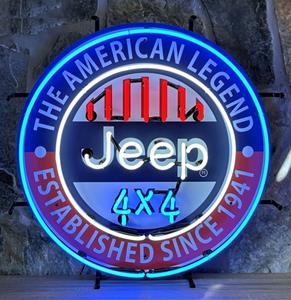 Fiftiesstore Jeep American Legend Neon Verlichting Met Achterplaat - 60 x 60 cm