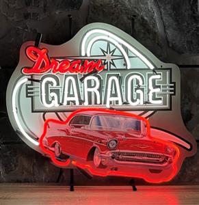 Fiftiesstore Dream Garage Chevy 57' Neon Verlichting Met Achterplaat - 69 x 58 cm